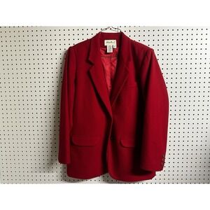 Vintage Eddie Bauer Blazer Womens Medium‎ Red Nylon Wool Blend Jacket